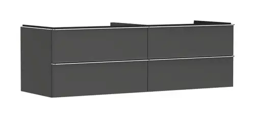 Hansgrohe Waschtischunterschrank mit vier Schubkästen in diamantgrau matt. Klar strukturierte Fronten ohne sichtbare Griffe, geeignet für Konsolen-Aufsatzwaschtische.